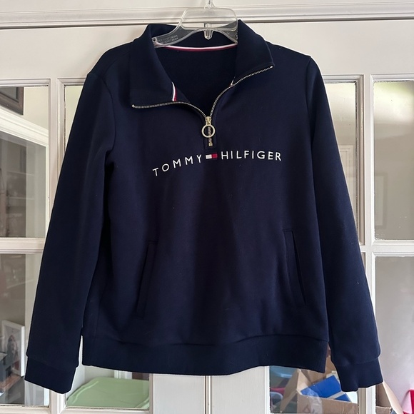 Tommy Hilfiger Navy Half-Zip Sweatshirt - Picture 1 of 2